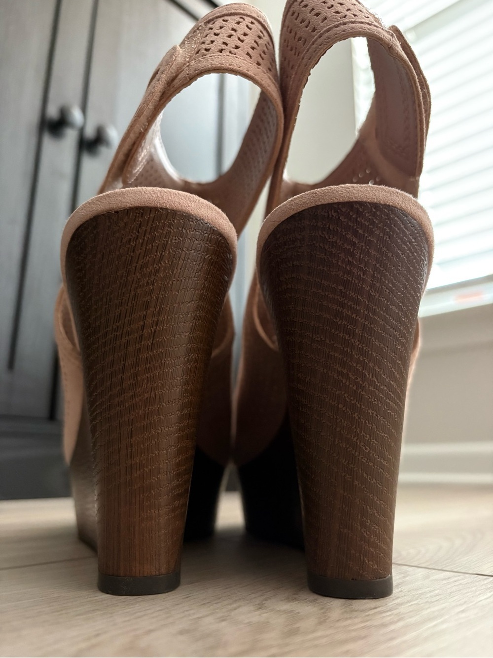 Indigo Blush Perforated Wedge Slingback Sandals - Picture 3 of 6